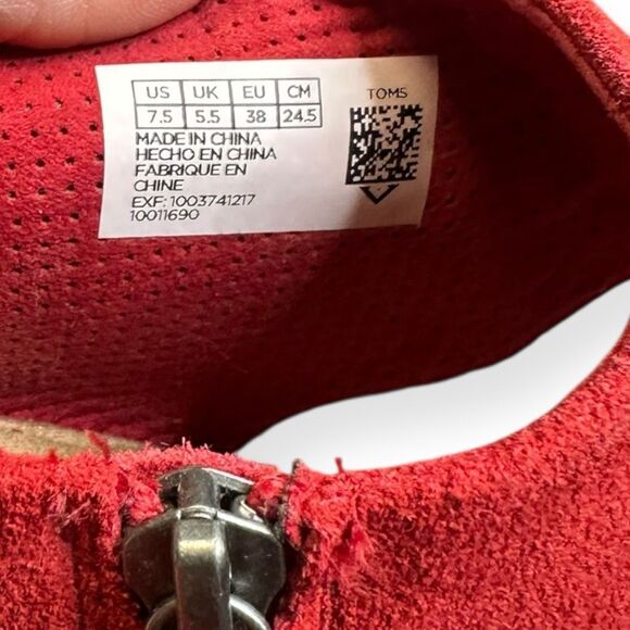 TOMS Women’s Red Suede Majorca Cutout Slingback Block Heel Sandals Size 7.5 - Picture 9 of 9